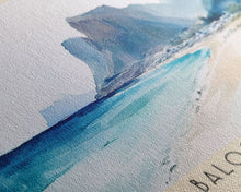 Carregar imagem no visualizador da galeria, Balos Beach, Greece Watercolor Beach Print, Vacation Gift, Greece Wall Art, Framed Canvas Print, Framed Beach Painting