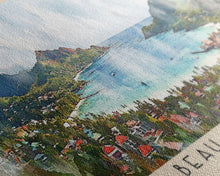 Load image into Gallery viewer, Beau Vallon, Seychelles Watercolor Beach Print, Vacation Gift, Seychelles Wall Art, Beach Painting, Beach Decor, Beach Painting