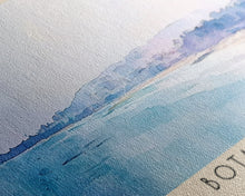 Load image into Gallery viewer, Botany Bay, United Kingdom Watercolor Print, Vacation Gift, United Kingdom Wall Art, Beach Painting, Beach Decor, Large Wall Art, Wood Frame Art