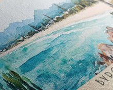 Load image into Gallery viewer, Byron Bay, Australia Watercolor Beach Print, Vacation Gift, Australia Wall Art, Beach Painting, Beach Decor, Beach Painting