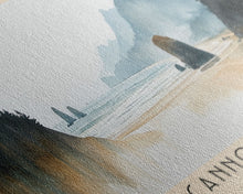 Carregar imagem no visualizador da galeria, Cannon Beach, Oregon Watercolor Beach Print, Vacation Gift, Oregon Wall Art, Framed Canvas Print, Framed Beach Painting