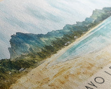 Load image into Gallery viewer, Cayo Levantado, Dominican Republic Watercolor Print, Vacation Gift, Dominican Republic Wall Art, Beach Painting, Beach Decor, Large Wall Art, Wood Frame Art