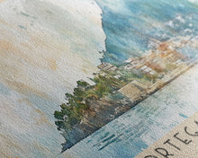 Load image into Gallery viewer, Cortegada Island, Spain Watercolor Beach Print, Vacation Gift, Spain Wall Art, Framed Canvas Print, Framed Beach Painting