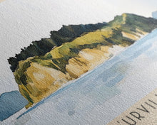 Load image into Gallery viewer, D’Urville Island, New Zealand Watercolor Beach Print, Vacation Gift, New Zealand Wall Art, Framed Canvas Print, Framed Beach Painting