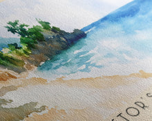 Load image into Gallery viewer, Doctor’s Cave Beach, Jamaica Watercolor Beach Print, Vacation Gift, Jamaica Wall Art, Framed Canvas Print, Framed Beach Painting