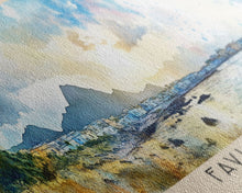 Carregar imagem no visualizador da galeria, Favignana, Italy Watercolor Beach Print, Vacation Gift, Italy Wall Art, Framed Canvas Print, Framed Beach Painting