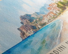 Load image into Gallery viewer, Giardini naxos beach, Italy Watercolor Beach Print, Vacation Gift, Italy Wall Art, Beach Painting, Beach Decor, Beach Painting