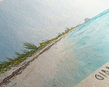Load image into Gallery viewer, Gibbs Cay, Turks and Caicos Watercolor Beach Print, Vacation Gift, Turks and Caicos Wall Art, Framed Canvas Print, Framed Beach Painting
