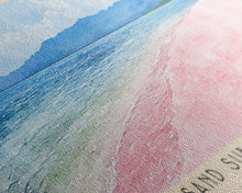 Load image into Gallery viewer, Pink sand Subic beach Matnog, Philippines Watercolor Print, Vacation Gift, Philippines Wall Art, Beach Painting, Beach Decor, Large Wall Art, Wood Frame Art