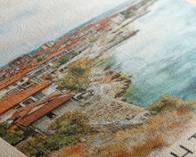 Load image into Gallery viewer, Ahtopol, Bulgaria Watercolor Beach Print, Vacation Gift, Bulgaria Wall Art, Beach Painting, Beach Decor, Beach Painting