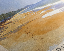 Load image into Gallery viewer, Alappuzha Beach, India Watercolor Print, Vacation Gift, India Wall Art, Beach Painting, Beach Decor, Large Wall Art, Wood Frame Art