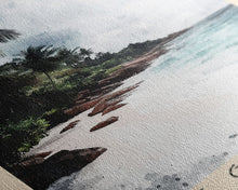 Load image into Gallery viewer, Anse Georgette, Seychelles Watercolor Beach Print, Vacation Gift, Seychelles Wall Art, Framed Canvas Print, Framed Beach Painting