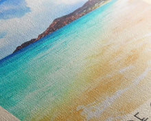 Load image into Gallery viewer, Anse de Grande Saline, St. Barths Watercolor Print, Vacation Gift, St. Barths Wall Art, Beach Painting, Beach Decor, Large Wall Art, Wood Frame Art