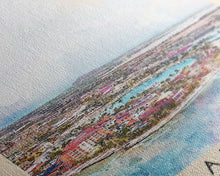 Load image into Gallery viewer, Aruba, autonomous country of the Kingdom of the Netherlands Watercolor Beach Print, Vacation Gift, autonomous country of the Kingdom of the Netherlands Wall Art, Framed Canvas Print, Framed Beach Painting