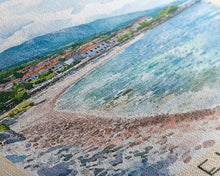 Load image into Gallery viewer, Beidaihe, China Watercolor Beach Print, Vacation Gift, China Wall Art, Framed Canvas Print, Framed Beach Painting