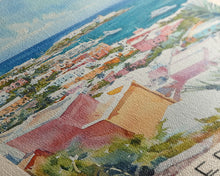 Load image into Gallery viewer, Bermuda, United Kingdom Watercolor Beach Print, Vacation Gift, United Kingdom Wall Art, Framed Canvas Print, Framed Beach Painting