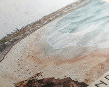 Load image into Gallery viewer, Bondi Beach, Sydney, Australia Watercolor Print, Vacation Gift, Sydney, Australia Wall Art, Beach Painting, Beach Decor, Large Wall Art, Wood Frame Art