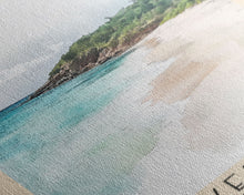 Load image into Gallery viewer, Brewer’s Beach, US Virgin islands Watercolor Print, Vacation Gift, US Virgin islands Wall Art, Beach Painting, Beach Decor, Large Wall Art, Wood Frame Art