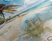 Carregar imagem no visualizador da galeria, Burwood Beach, Jamaica Watercolor Beach Print, Vacation Gift, Jamaica Wall Art, Framed Canvas Print, Framed Beach Painting
