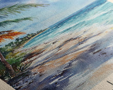 Load image into Gallery viewer, Cayo Levantado, Dominican Republic Watercolor Print, Vacation Gift, Dominican Republic Wall Art, Beach Painting, Beach Decor, Large Wall Art, Wood Frame Art