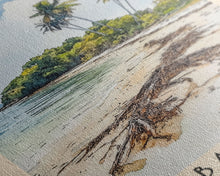 Load image into Gallery viewer, Coiba Island, Panamá Watercolor Beach Print, Vacation Gift, Panamá Wall Art, Framed Canvas Print, Framed Beach Painting