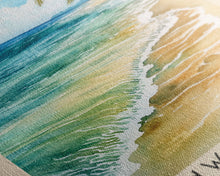 Load image into Gallery viewer, Cornwall Beach, Jamaica Watercolor Beach Print, Vacation Gift, Jamaica Wall Art, Framed Canvas Print, Framed Beach Painting