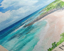 Load image into Gallery viewer, Crane Beach, Barbados Watercolor Beach Print, Vacation Gift, Barbados Wall Art, Framed Canvas Print, Framed Beach Painting