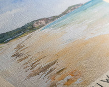 Load image into Gallery viewer, Freshwater Beach, Australia Watercolor Beach Print, Vacation Gift, Australia Wall Art, Framed Canvas Print, Framed Beach Painting