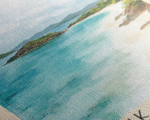 Load image into Gallery viewer, Trunk Bay Beach, US Virgin islands Watercolor Beach Print, Vacation Gift, US Virgin islands Wall Art, Framed Canvas Print, Framed Beach Painting