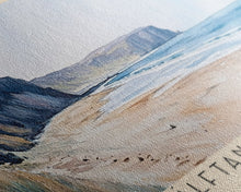 Load image into Gallery viewer, Álftanes Beach, Iceland Watercolor Print, Vacation Gift, Iceland Wall Art, Beach Painting, Beach Decor, Large Wall Art, Wood Frame Art