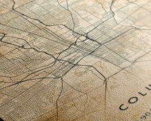 Cargar imagen en el visor de la galería, Columbus vintage map print poster or framed canvas, Ohio map print poster canvas, Columbus city map print poster canvas
