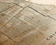 Load image into Gallery viewer, Distressed Chicago map print poster or framed canvas, Illinois road map print poster canvas, Chicago city map print poster canvas
