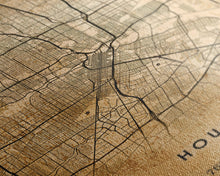 Load image into Gallery viewer, Distressed Houston map print poster canvas print, framed road map art, Texas map print poster canvas, Houston city map print poster canvas