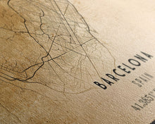 Load image into Gallery viewer, Barcelona Spain map print poster or framed canvas, Barcelona map print poster canvas, Spain city map print poster canvas, Vintage Travel Art