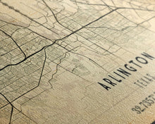 Carregar imagem no visualizador da galeria, Arlington Texas map print poster or framed canvas, Arlington map print poster canvas, Texas city map print poster canvas, Vintage Travel Art