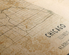Load image into Gallery viewer, Distressed Chicago map print poster or framed canvas, Illinois road map print poster canvas, Chicago city map print poster canvas