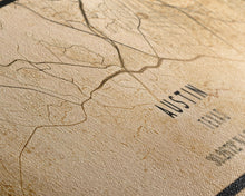 Load image into Gallery viewer, Panoramic Austin Map Print Canvas or Poster, Texas Map Art, Texas Map Print, Vintage Texas Map Framed Art, Retro / Distressed Office Art