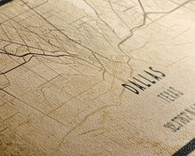 Load image into Gallery viewer, Dallas Panoramic Map Canvas Print, Texas Map Print, Texas Wall Art, Dallas Map Poster, US, Maps, Dallas Maps, Map Gifts, Large Framed Map