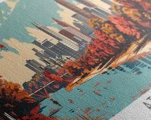 Load image into Gallery viewer, Atlanta Georgia Panoramic Painting, Mid Century Modern Framed Canvas Print, Retro Pop Art Travel Poster, Home Decor, City Wall Art