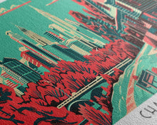 Cargar imagen en el visor de la galería, Charlotte North Carolina Panoramic Travel Poster Canvas Print