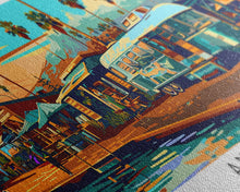 Load image into Gallery viewer, Anaheim California Panoramic Wall Art Framed Canvas Print, Mid Century Modern Art, Pop Art Style, Travel Poster, Home Decor, Retro Style