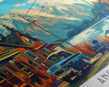 Load image into Gallery viewer, Anchorage Alaska Panoramic Travel Poster Framed Canvas Print, Mid Century Modern Art, Pop Art Style, Wall Art Decor, Home Decoration