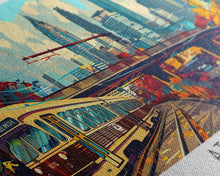 Load image into Gallery viewer, Atlanta Georgia Panoramic Wall Art Framed Canvas Print, Mid Century Modern Art, Pop Art Style, Travel Poster, Home Decor, Wall Hanging