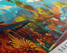 Carregar imagem no visualizador da galeria, Bakersfield California Panoramic Painting Framed Canvas Print, Mid Century Modern Art, Pop Art Style, Travel Poster, Living Room Decor