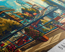 Carregar imagem no visualizador da galeria, Baltimore Maryland Panoramic Wall Art Framed Canvas Print, Mid Century Modern Art, Pop Art Style, Travel Poster, Home Decor, Retro Style