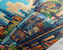 Load image into Gallery viewer, Durham North Carolina Panoramic Travel Poster Framed Canvas Print, Mid Century Modern Art, Pop Art Style, Wall Art Decor, Home Decoration