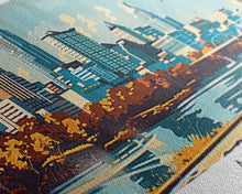 Carregar imagem no visualizador da galeria, Austin Texas Panoramic Painting, Mid Century Modern Framed Canvas Print, Retro Pop Art Travel Poster, Wall Art, Home Decor, Office Art, Gift Idea