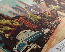 Carregar imagem no visualizador da galeria, Baltimore Maryland Panoramic Painting, Mid Century Modern Framed Canvas Print, Retro Pop Art Travel Poster, Wall Decor, Home Decor, Wall Hanging