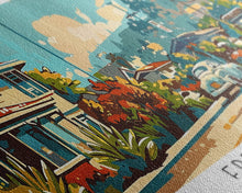 Load image into Gallery viewer, Fremont California Panoramic Painting, Mid Century Modern Framed Canvas Print, Retro Pop Art Travel Poster, Wall Decor, Gift Idea, Home Decor