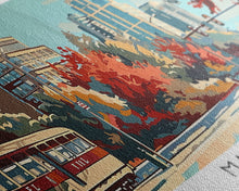 Load image into Gallery viewer, Madison Wisconsin Panoramic Painting, Mid Century Modern Framed Canvas Print, Retro Pop Art Travel Poster, Wall Art, Home Decor, Office Wall Art, Living Room Decor